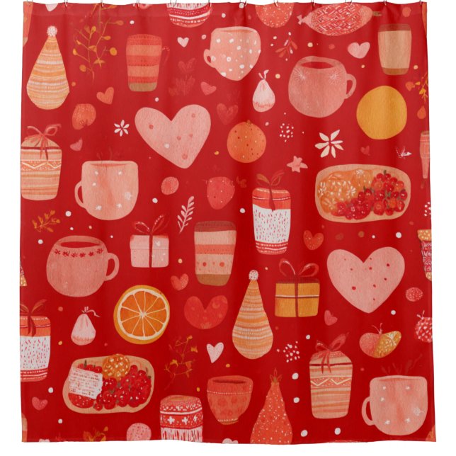Cozy Holiday Mugs and Gifts Red Pattern (Front)