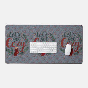 Cozy Holiday Pine Berry Lettering Desk Mat