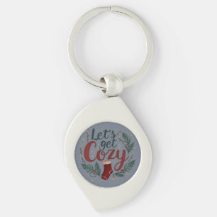 Cozy Holiday Pine Berry Lettering Keychain