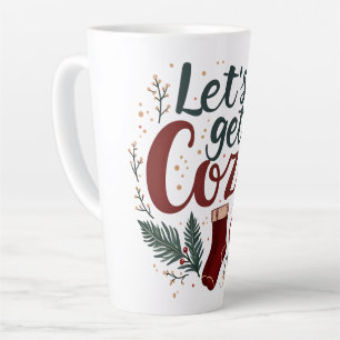 Cozy Holiday Pine Berry Lettering Latte Mug