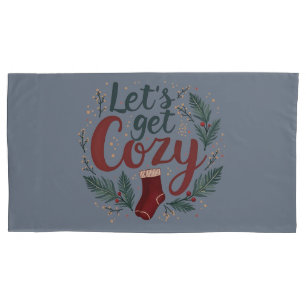 Cozy Holiday Pine Berry Lettering Pillowcase