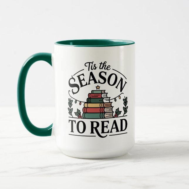 Cozy Holiday Reading Stack Mug (Left)