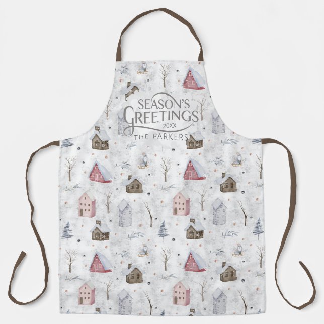 Cozy Home Christmas Pink ID985 Apron (Front)