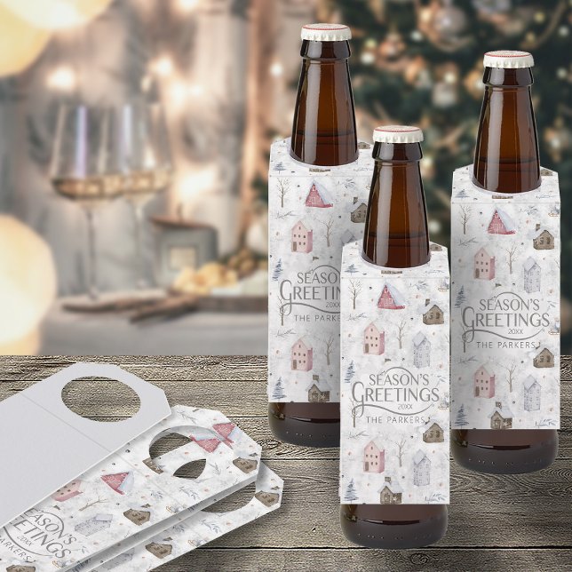 Cozy Home Christmas Pink ID985 Bottle Tag (Front/Back In Situ)