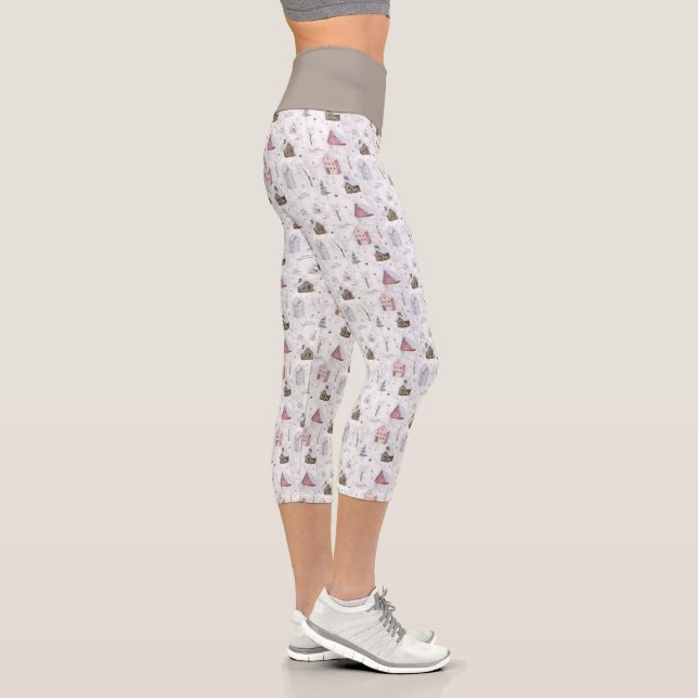Cozy Home Christmas Pink ID985 Capri Leggings (Right)