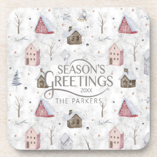 Cozy Home Christmas Pink ID985 Coaster