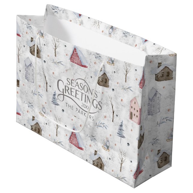 Cozy Home Christmas Pink ID985 Large Gift Bag (Front Angled)