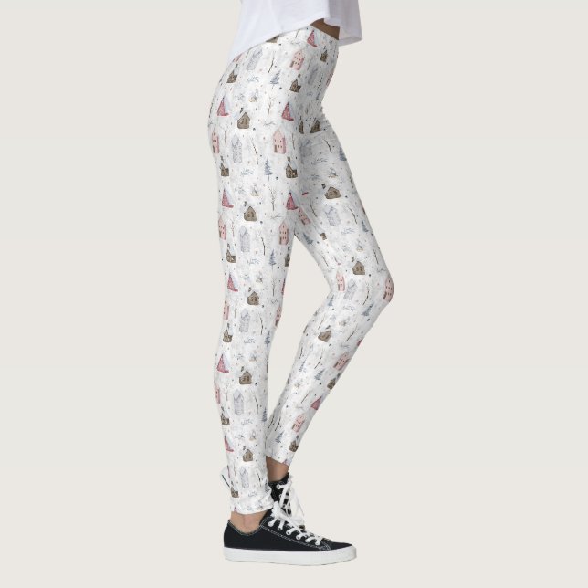 Cozy Home Christmas Pink ID985 Leggings (Right)