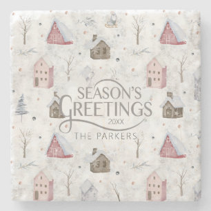 Cozy Home Christmas Pink ID985 Stone Coaster