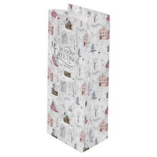 Cozy Home Christmas Pink ID985 Wine Gift Bag