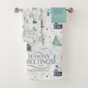 Cozy Home Christmas Teal ID985 Bath Towel Set