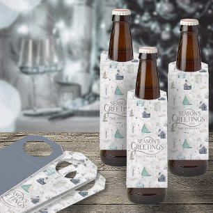 Cozy Home Christmas Teal ID985 Bottle Tag