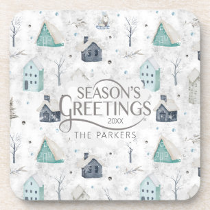 Cozy Home Christmas Teal ID985 Coaster