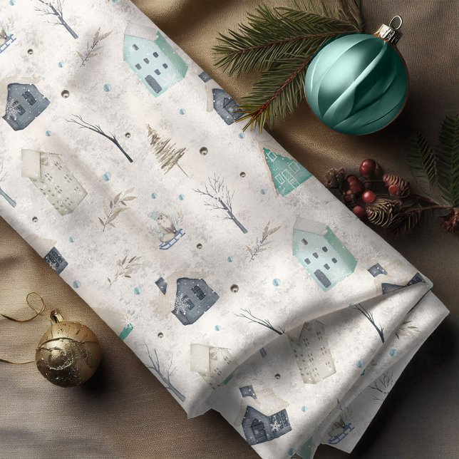 Cozy Home Christmas Teal ID985 Fabric (Creator Uploaded)