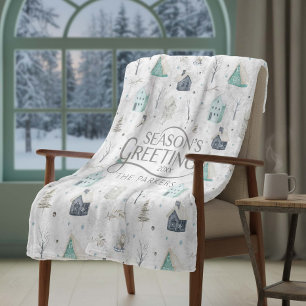 Cozy Home Christmas Teal ID985 Fleece Blanket