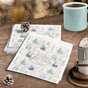 Cozy Home Christmas Teal ID985 Napkin