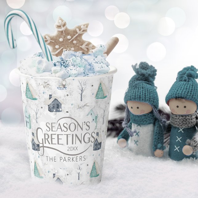 Cozy Home Christmas Teal ID985 Paper Cups (Creator Uploaded)