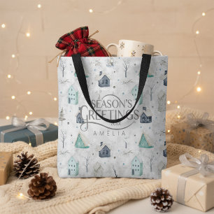 Cozy Home Christmas Teal ID985 Tote Bag