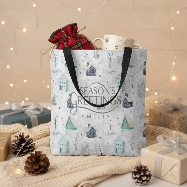 Cozy Home Christmas Teal ID985 Tote Bag (Creator Uploaded)