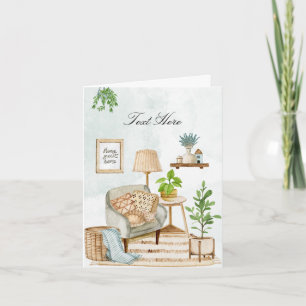 Cozy home interior with plants card