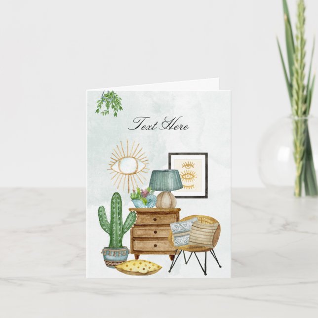 Cozy home interior with plants  card (Front)