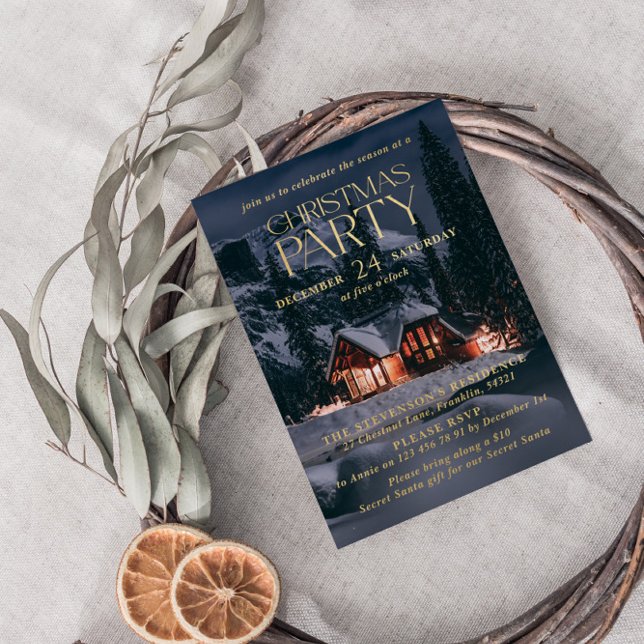 Cozy Home Photo Christmas Party Foil Invitation (Creator Uploaded)