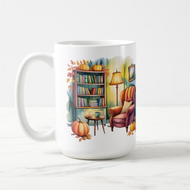 Cozy Home Reading Mug — Framed Wall & Book Shelf (Gauche)