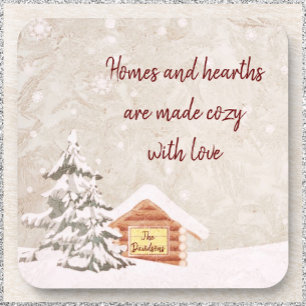 Cozy Home Winter Scene Coaster