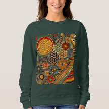 Cozy Honeycomb and Floral Pattern Sweatshirt