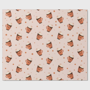 Cozy Hot Chocolate - Cute Mug Pattern with Whipped Wrapping Paper