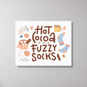 Cozy Hot Cocoa and Fuzzy Socks Design Canvas Print