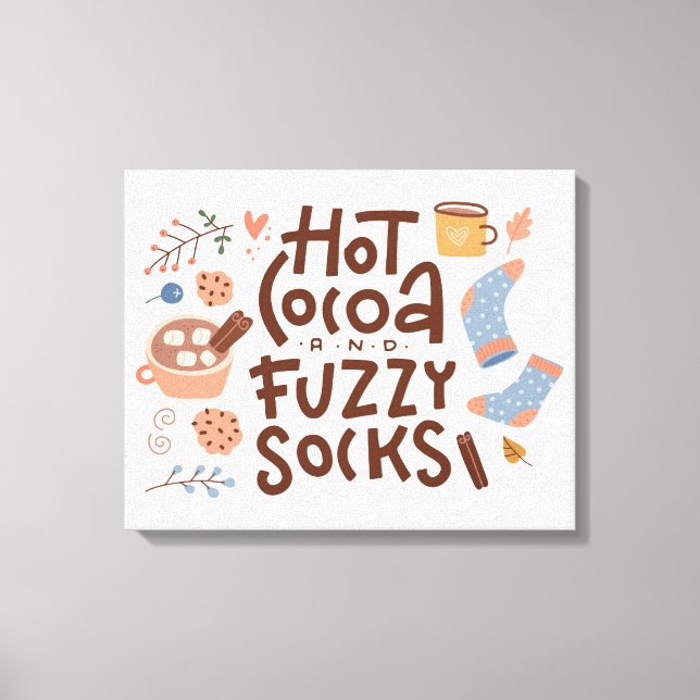 Cozy Hot Cocoa and Fuzzy Socks Design Canvas Print (Front)