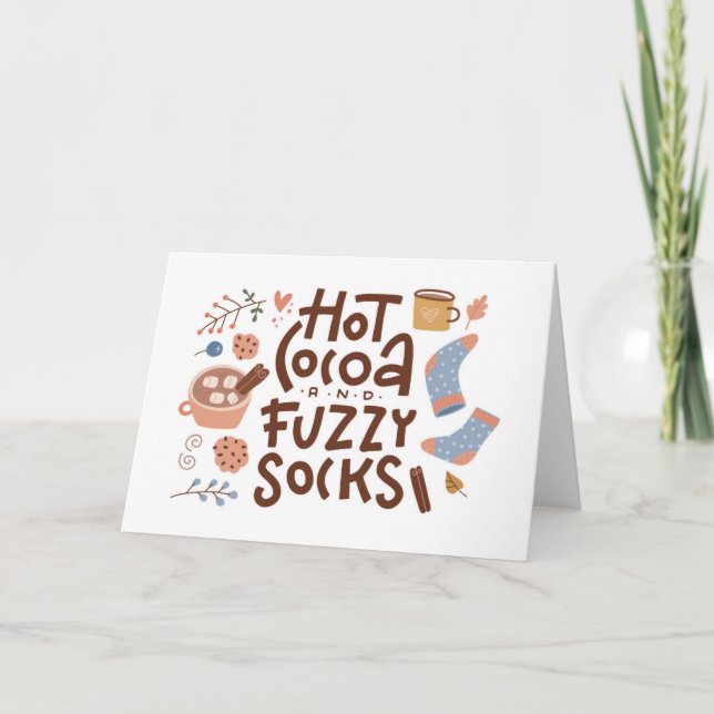 Cozy Hot Cocoa and Fuzzy Socks Design Card (Front)