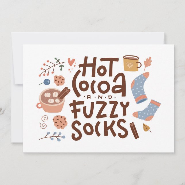 Cozy Hot Cocoa and Fuzzy Socks Design Card (Front)