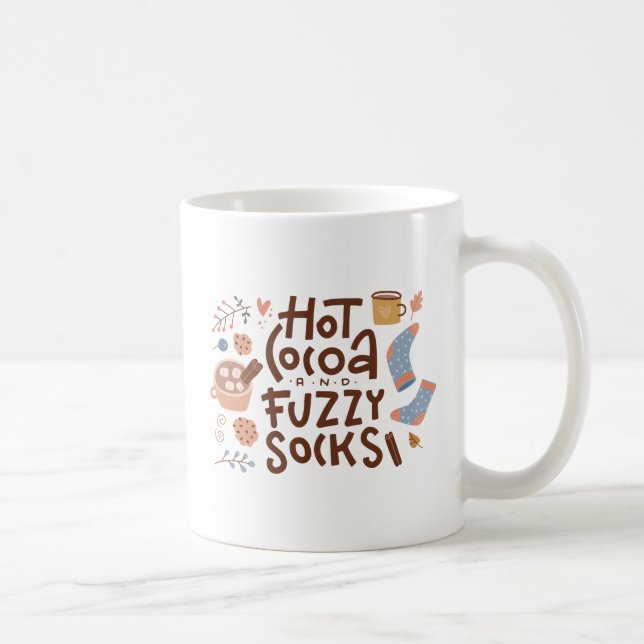 Cozy Hot Cocoa and Fuzzy Socks Design Coffee Mug (Right)