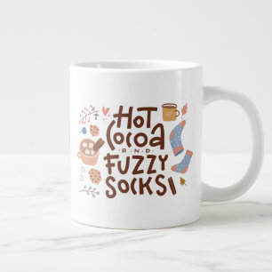 Cozy Hot Cocoa and Fuzzy Socks Design Large Coffee Mug