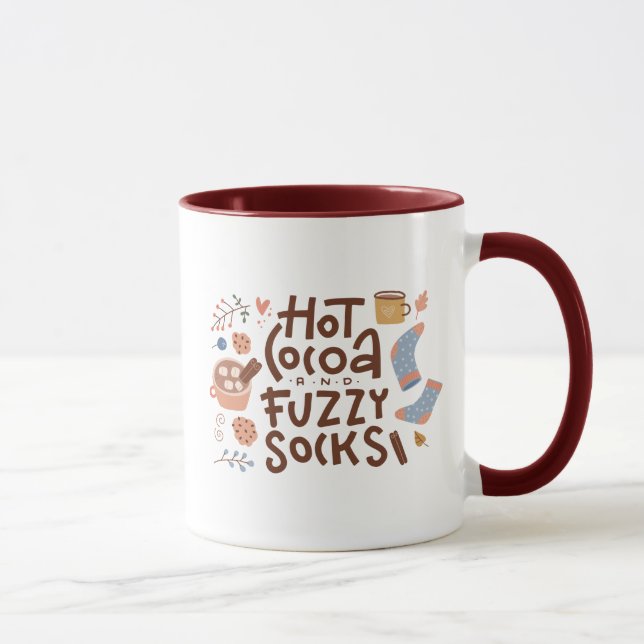 Cozy Hot Cocoa and Fuzzy Socks Design Mug (Right)