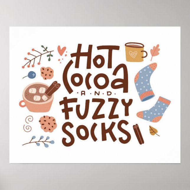 Cozy Hot Cocoa and Fuzzy Socks Design Poster (Front)