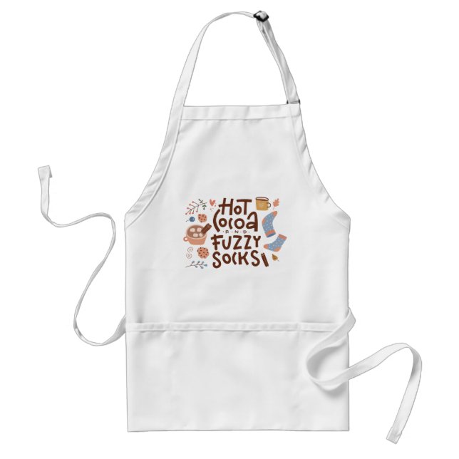 Cozy Hot Cocoa and Fuzzy Socks Design Standard Apron (Front)