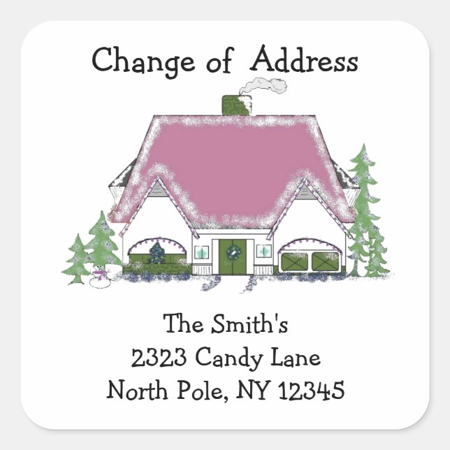 Cozy House Change of Address Square Sticker (Front)