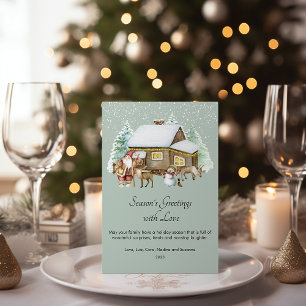 Cozy House Santa Flat Holiday Card