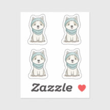 Cozy Husky Illustration - Custom-Cut Vinyl Sticker