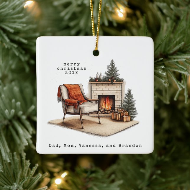 Cozy Hygge Christmas Scripture Ceramic Ornament (Tree)