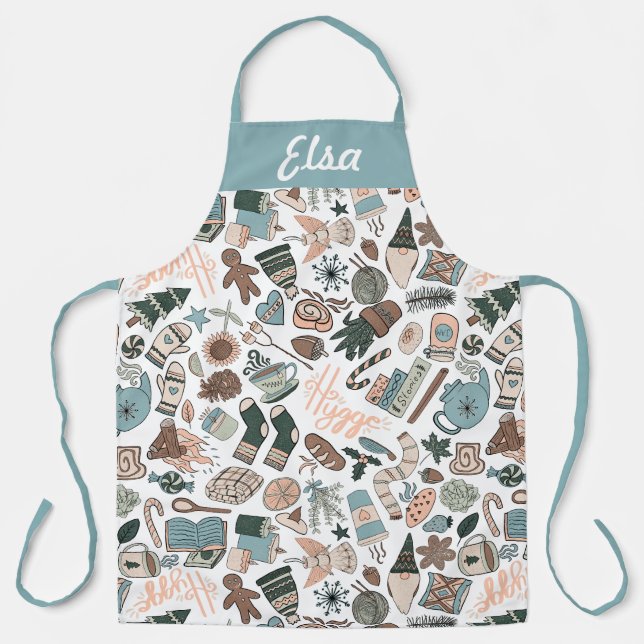 Cozy Hygge Pattern Customizable Apron (Front)