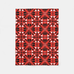 Cozy Hygge Scandinavian Red Black Design Fleece Blanket