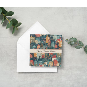 Cozy Hygge Village Nordic Folk Art, custom Invitation