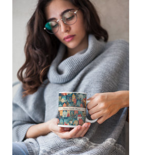 Cozy Hygge Village Nordic Folk Art, custom Two-Tone Coffee Mug