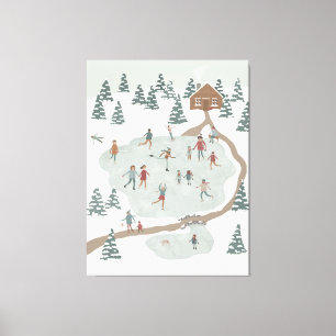 Cozy Ice Skating Rink Winter illustration Canvas Print