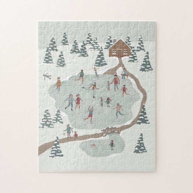 Cozy Ice Skating Rink Winter illustration Jigsaw Puzzle (Vertical)