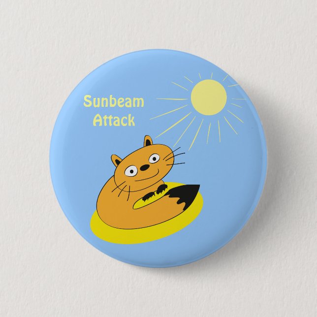 Cozy Introvert Cat Sunbeam Humour Illustration 2 Inch Round Button (Front)